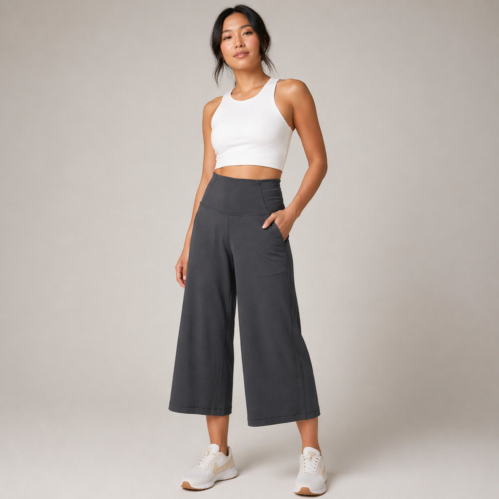 lululemon athletica Charcoal Wide Leg Cropped Pants